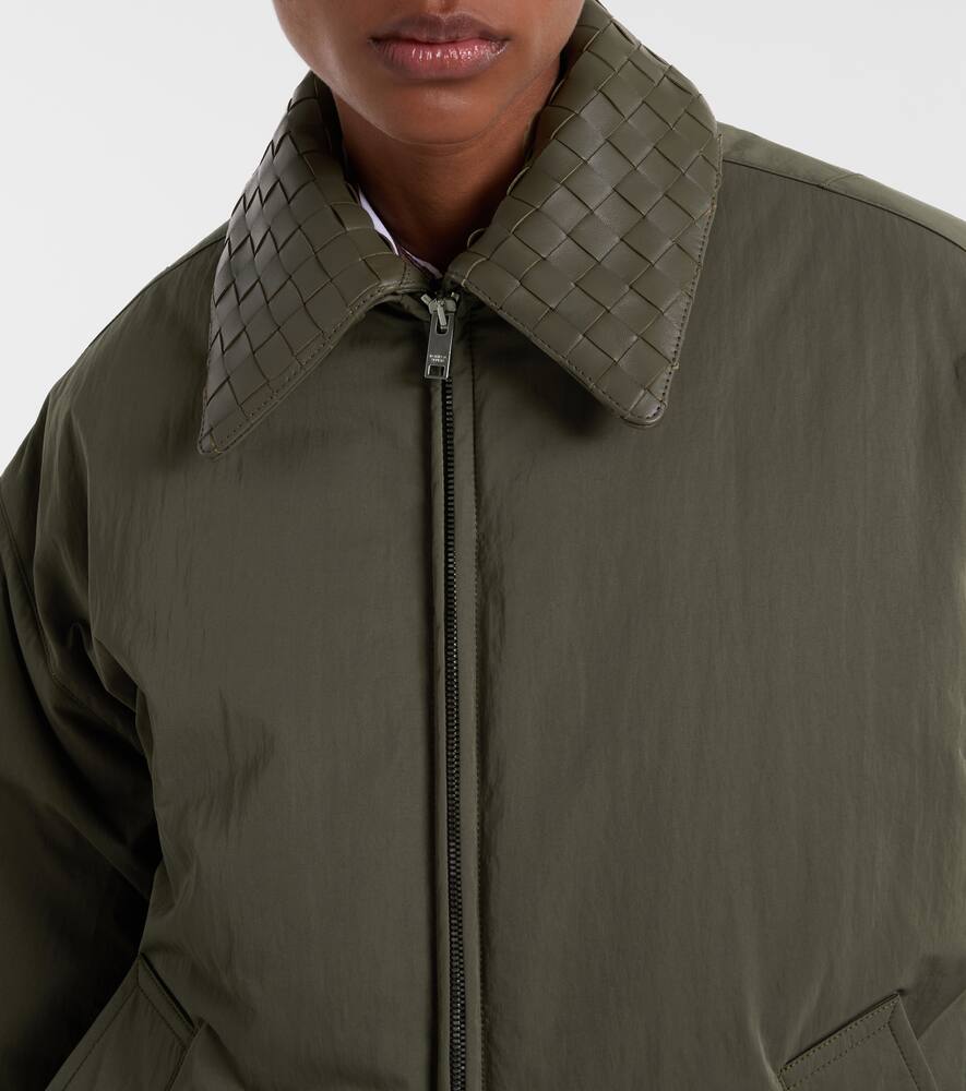 Куртка с отделкой из кожи Intrecciato на утеплителе Bottega Veneta, Camo — фото 4