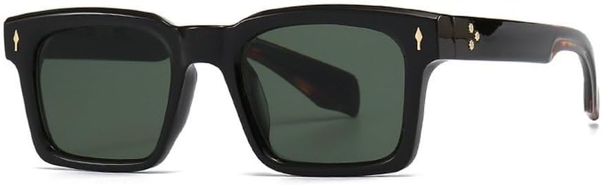 

Модные прямоугольные солнцезащитные очки с заклепками и градиентным переходом цвета, мужские солнцезащитные очки в винтажном стиле, темно-зеленые, трендовые женские солнцезащитные очки GHVWYX, Black Dark Green