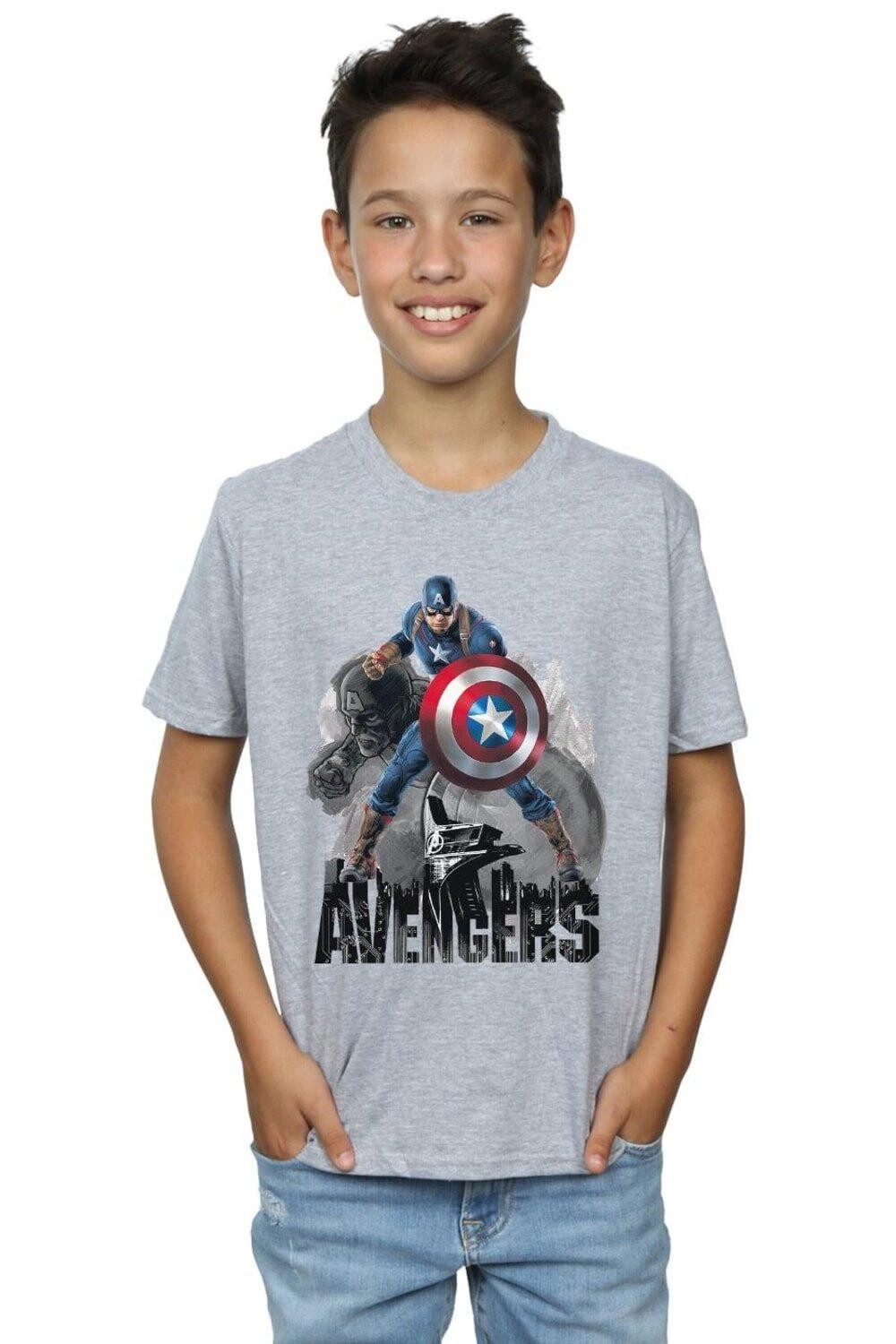 

Футболка с изображением Капитана Америки в позе действия Marvel, серый