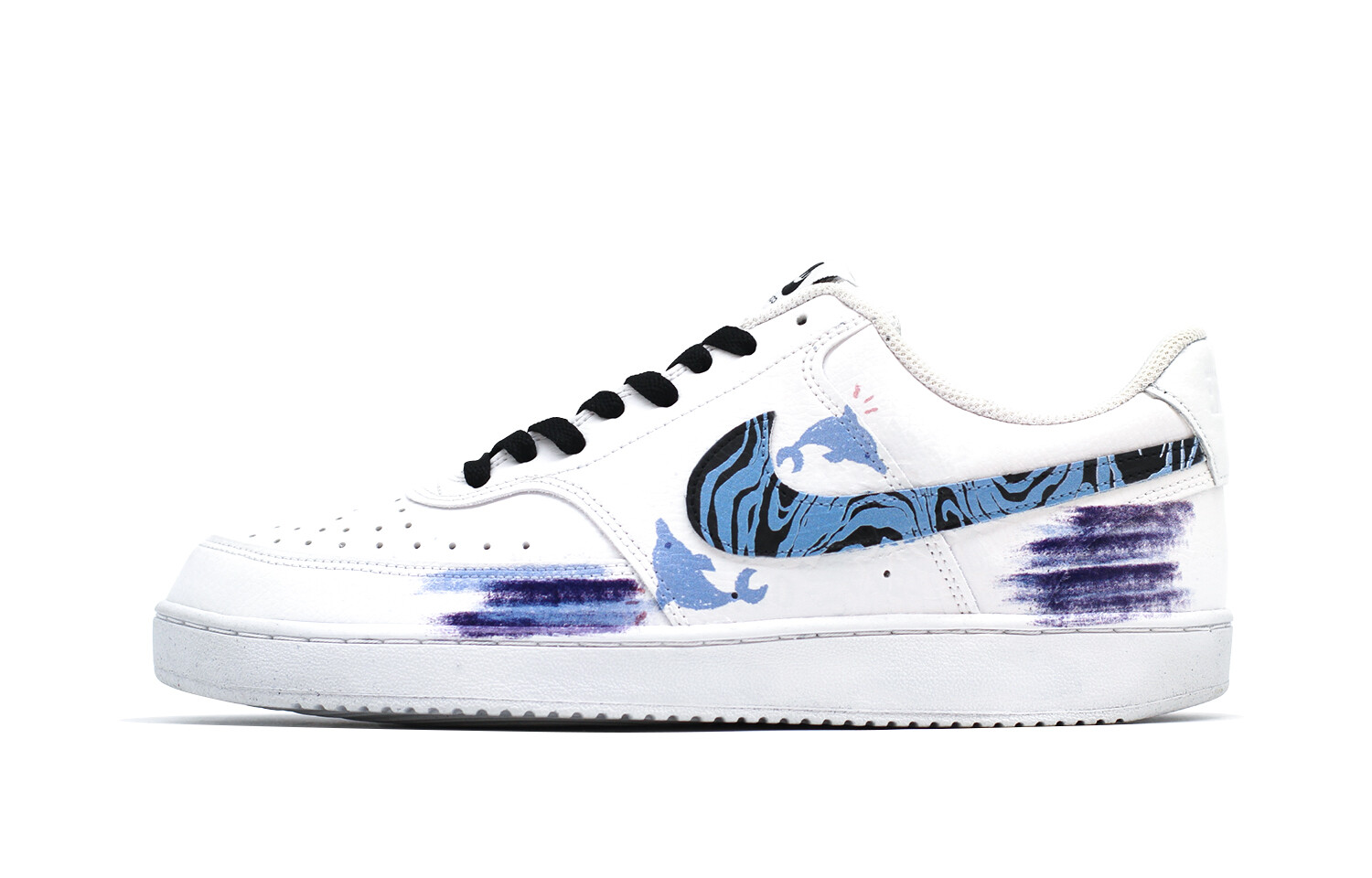 

Кроссовки Nike Court Vision 1 Skateboarding Shoes Men Low-top White/Black/Blue, синий