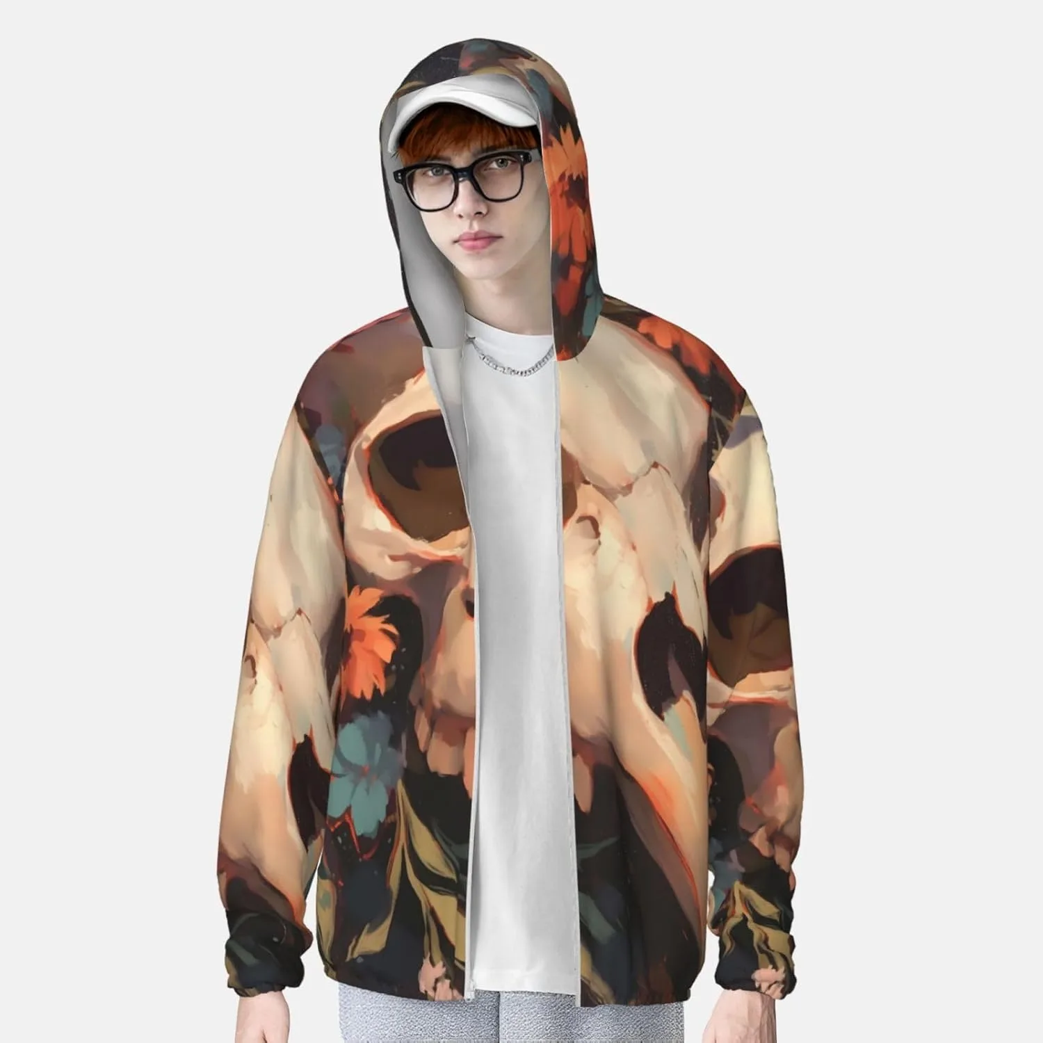 Толстовка с капюшоном Animal Skull для защиты от солнца, легкая, с длинным рукавом и молнией — фото 2