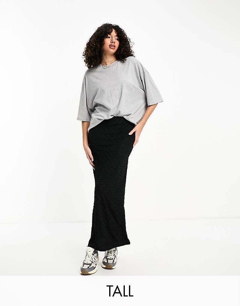 

Vero Moda Tall – Эластичная юбка миди черного цвета со структурой