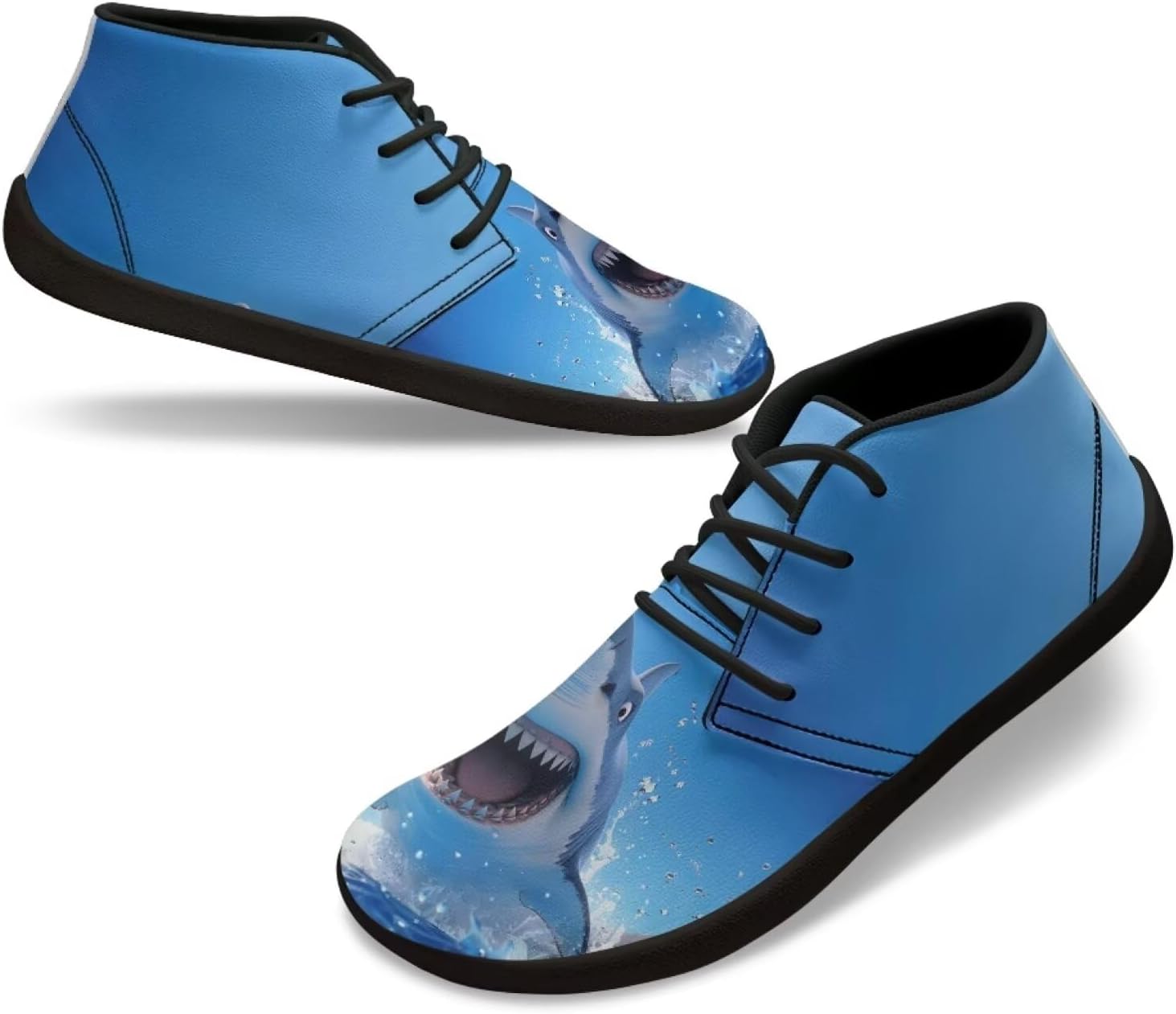 

Мужские кроссовки для ходьбы с рисунком синих акул, нескользящей подошвой и нулевым перепадом, для бега Xixirimido