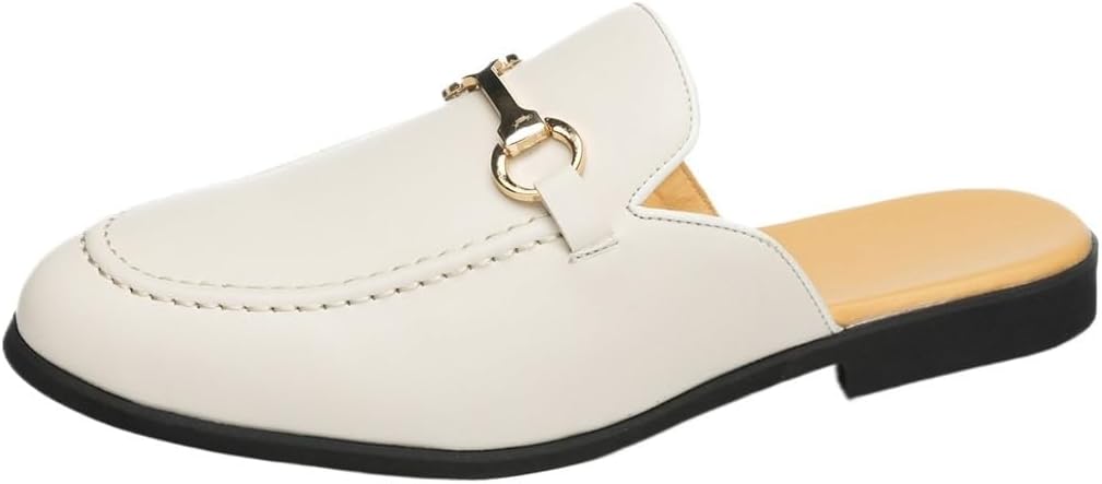 

Мужские кожаные лоферы, деловые сабо без задника, удобные, дышащие, стильные, офисные сандалии Zestrelax, белый