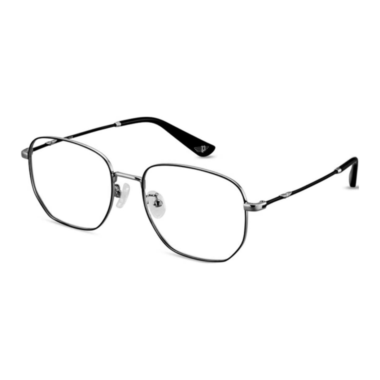 

Police Оправа для очков из нержавеющей стали бета-титана нестандартной формы с оптическими линзами унисекс серебристо-черная, Silver Black
