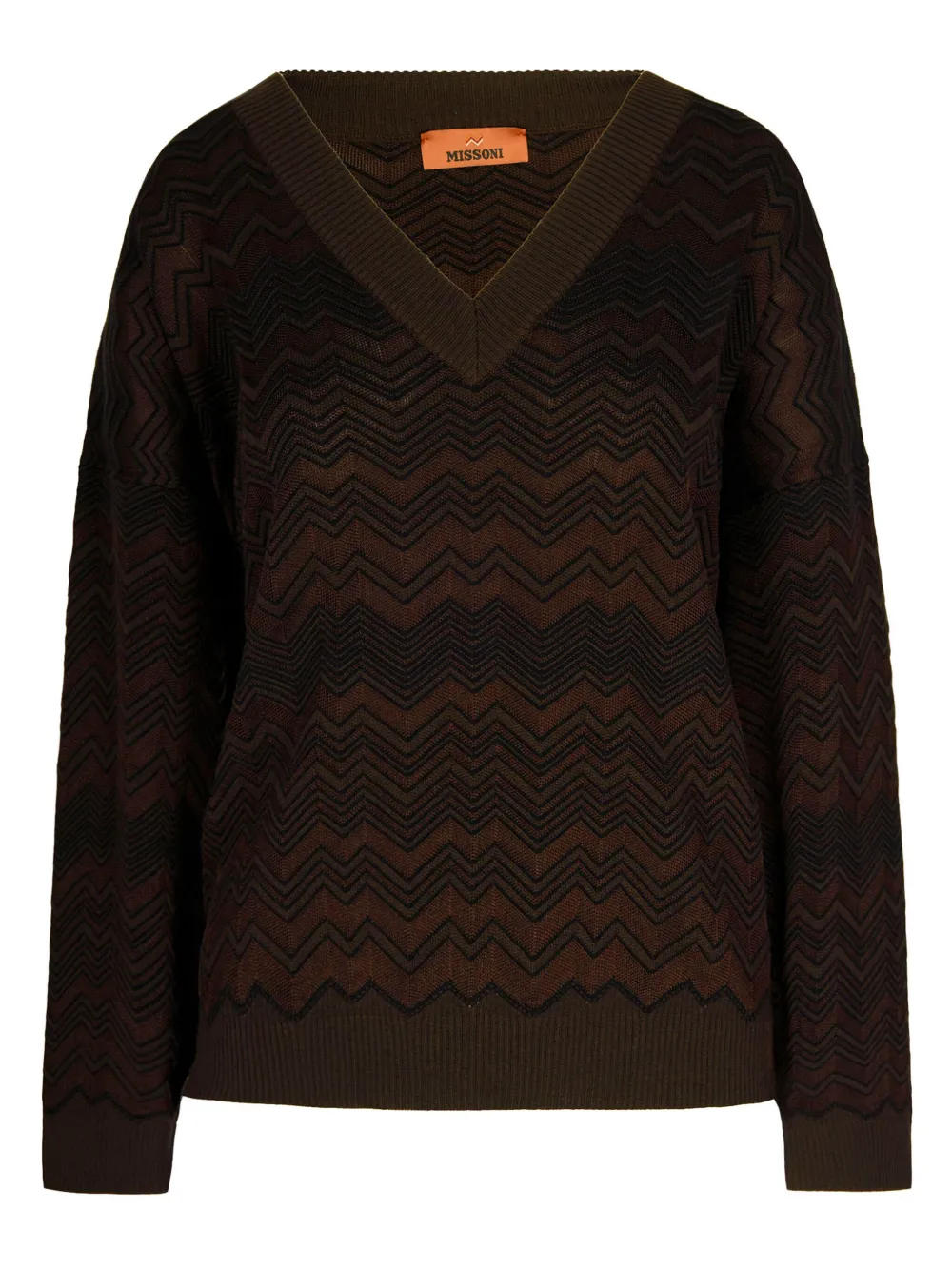 

Свитер с V-образным вырезом и шевронным узором Missoni, коричневый