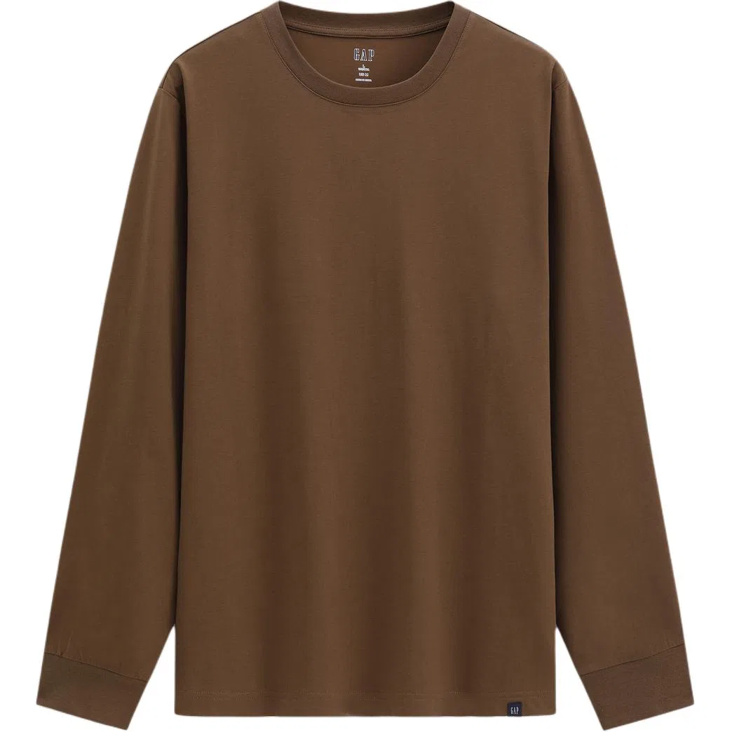 Футболка с круглым вырезом GAP коричневая