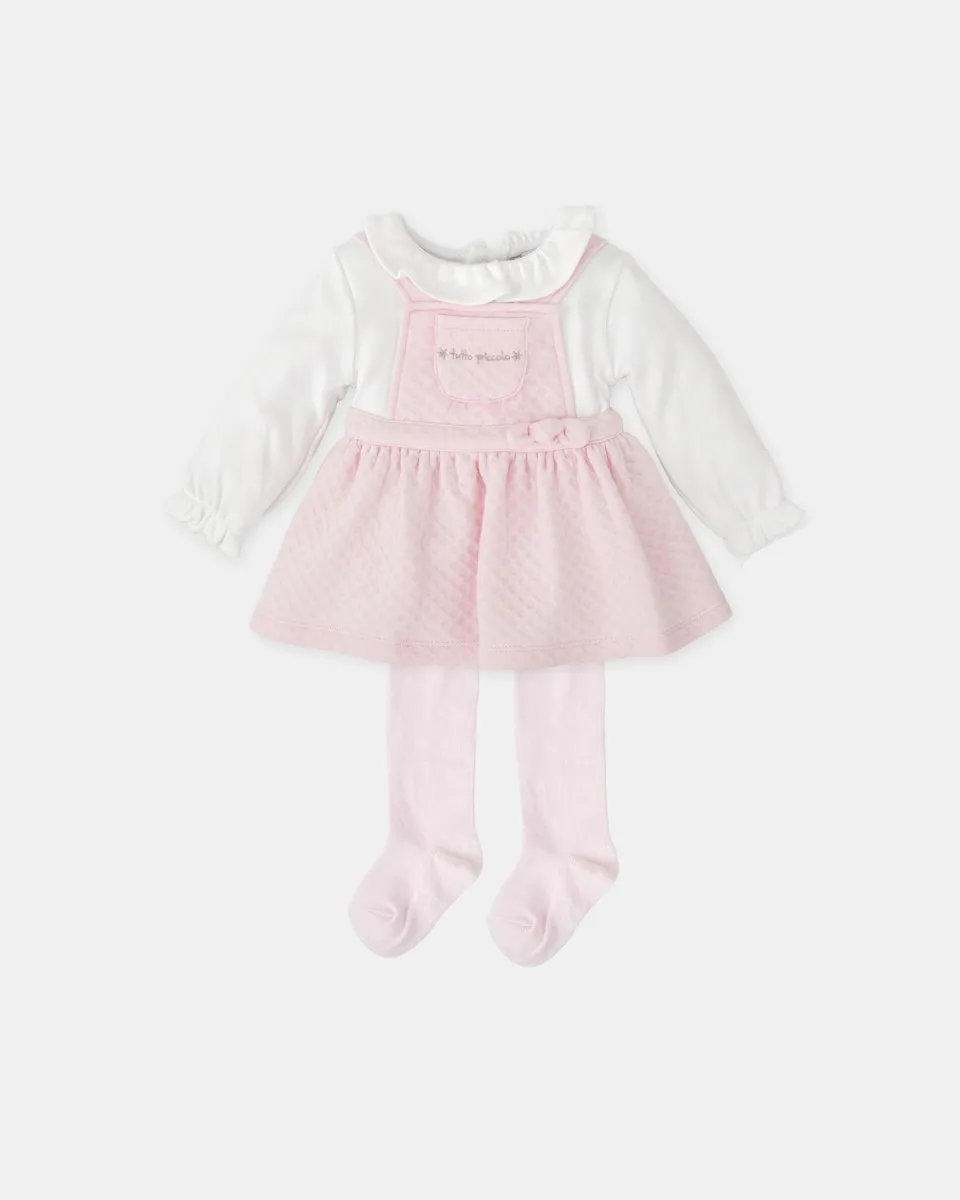 

Комплект одежды для малыша: бело-розовое платье с колготками Tutto Piccolo