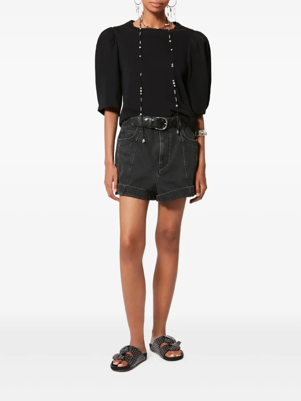Футболка Maeliss Tee с объемными рукавами Isabel Marant, черный — фото 2