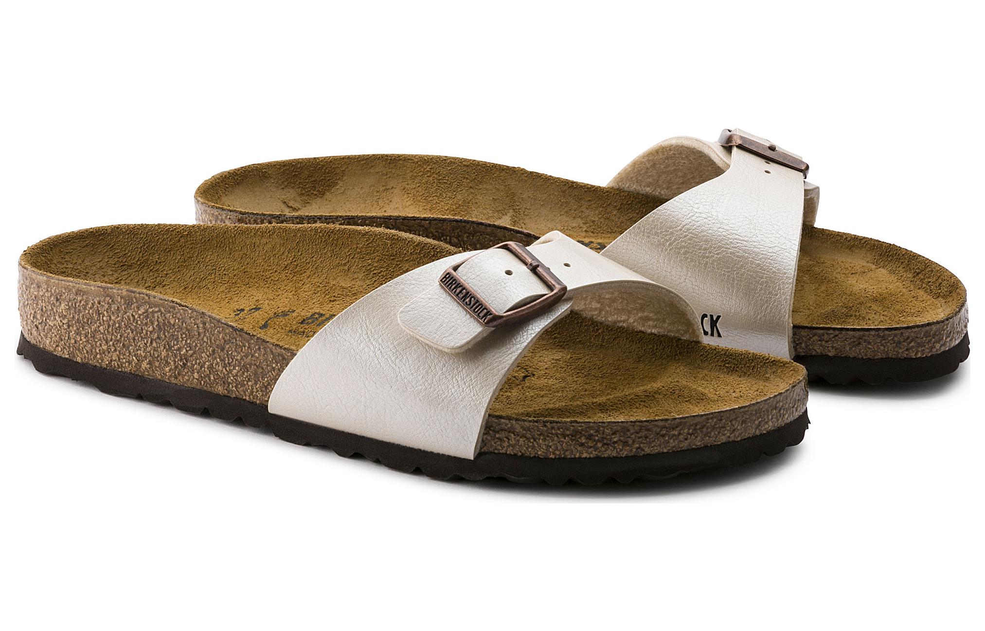 Женские тапочки-слипоны Birkenstock узкие жемчужно-белые — фото 3