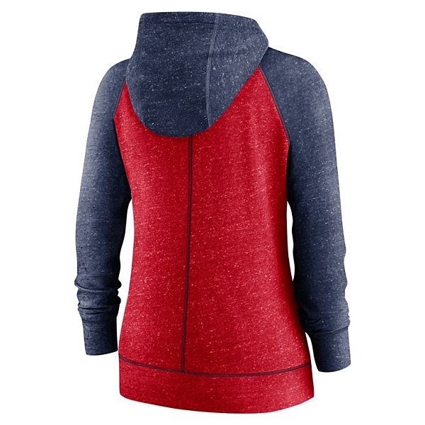 Женский худи с полной молнией raglan slub в стиле vintage с логотипом los angeles angels в цветах heathered red/heathered navy Nike — фото 4