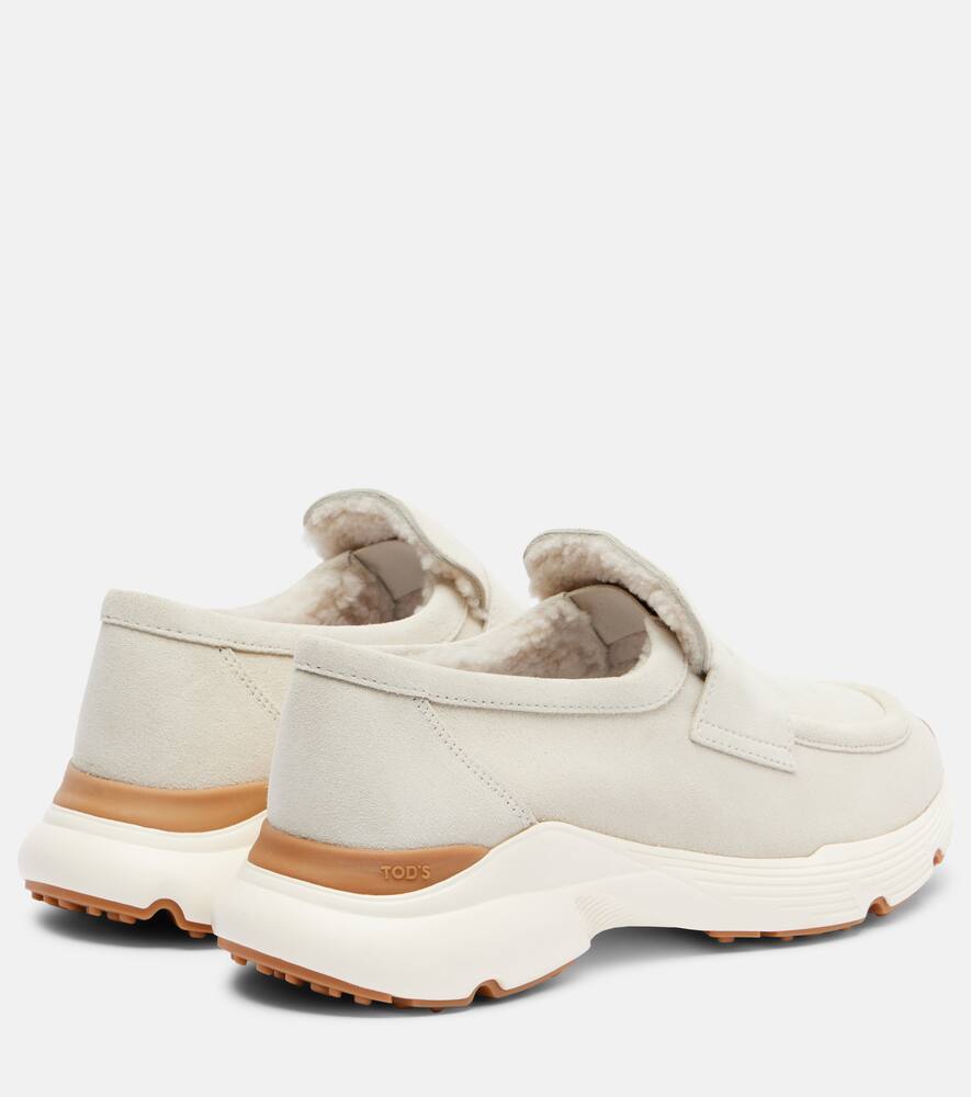 Спортивные лоферы из замши run Tod's, Bianco Latte+Avorio — фото 2