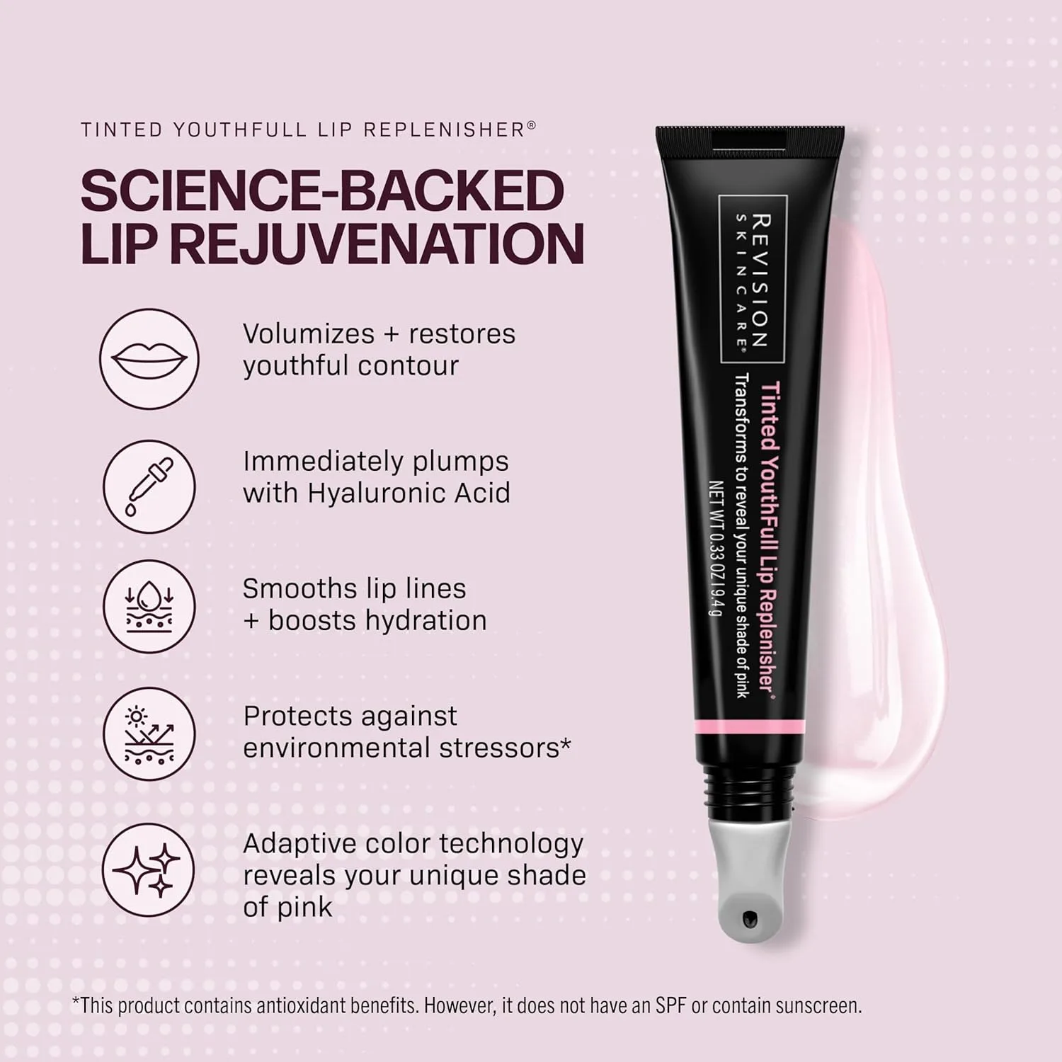 Revision Skincare YouthFull Lip Replenisher - увлажняющий бальзам для губ с гиалуроновой кислотой, придающий объем, увеличивающий объем и обладающий антивозрастным эффектом., Tinted — фото 2