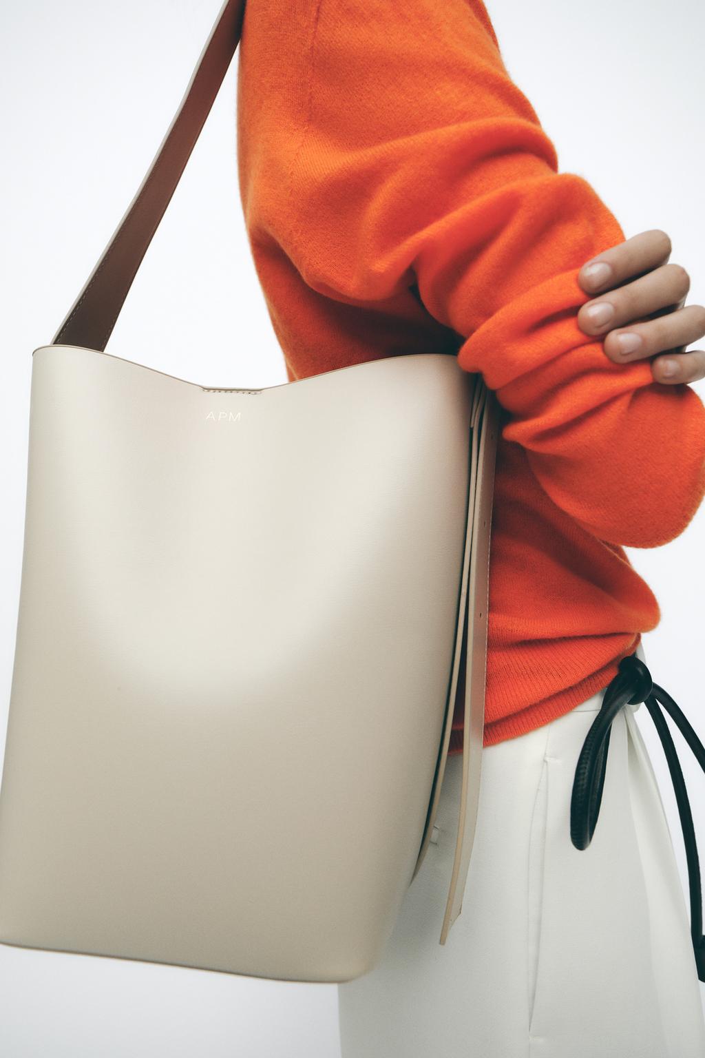 

Макси-сумка-ведро ZARA, экрю, Белый, Макси-сумка-ведро ZARA, экрю