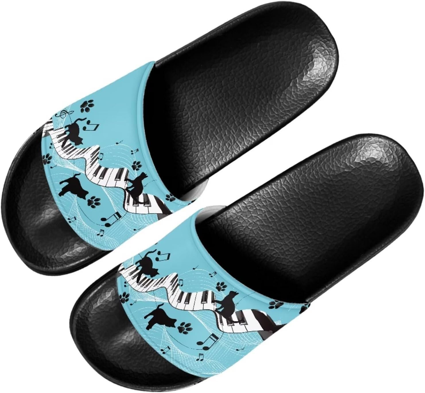 

Женские повседневные шлепанцы Forchrinse Black Cat с нотками музыки, мягкие нескользящие открытые тапочки, шлепанцы с плоской подошвой из ЭВА, Cat Music Note