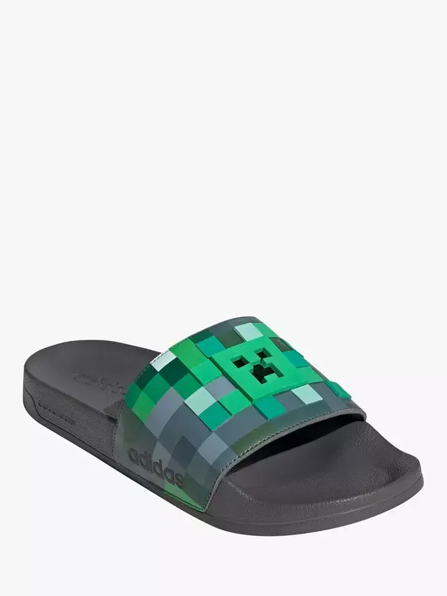 Сандалии Adidas Adilette Shower Minecraft Slider, зелено-черные adidas — фото 2