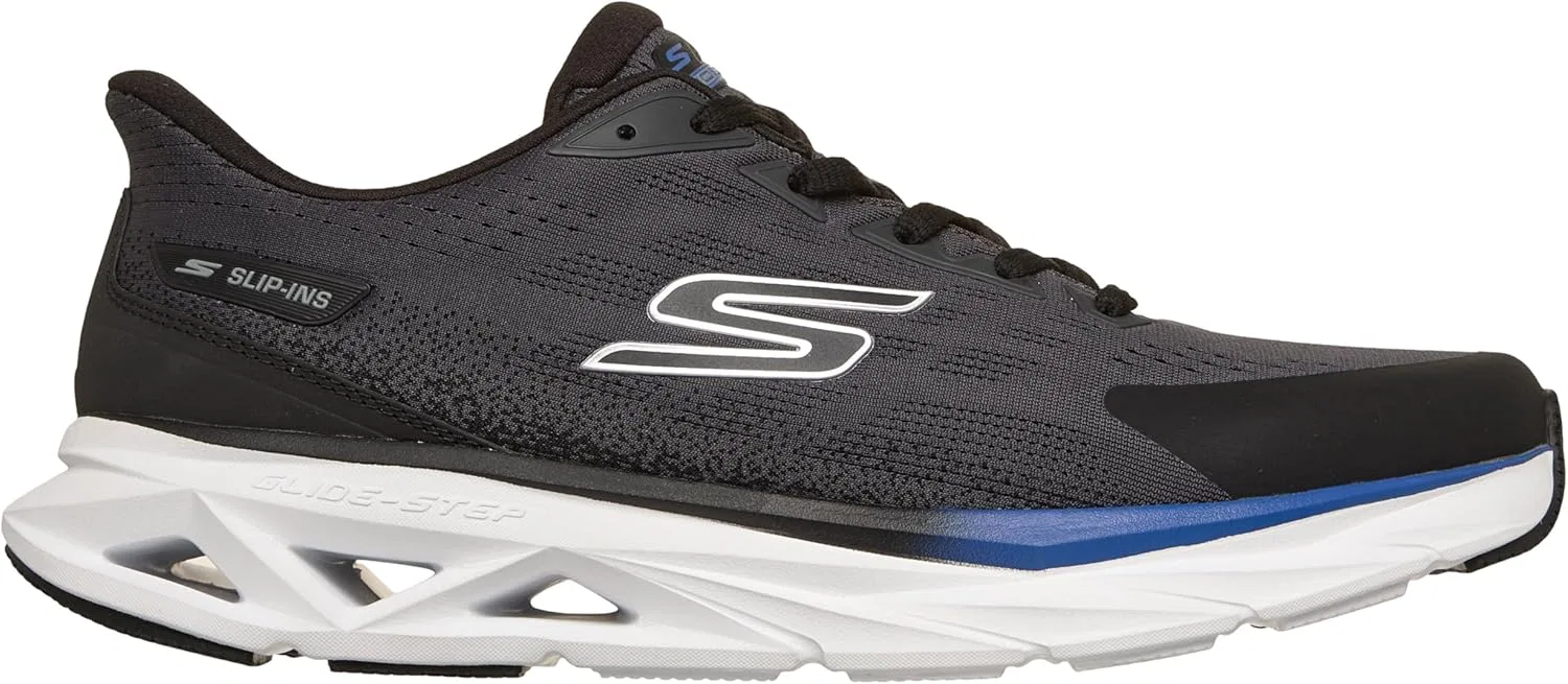 Мужские слипоны Skechers Glide Step Vortex, Black Dark Grey — фото 4