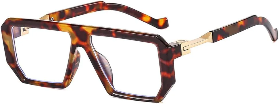 

Модные солнцезащитные очки для мужчин и женщин, ретро-очки для вождения, прямоугольная металлическая оправа, очки с защитой от УФ-излучения UV400 KTUCN, Leopard Clear