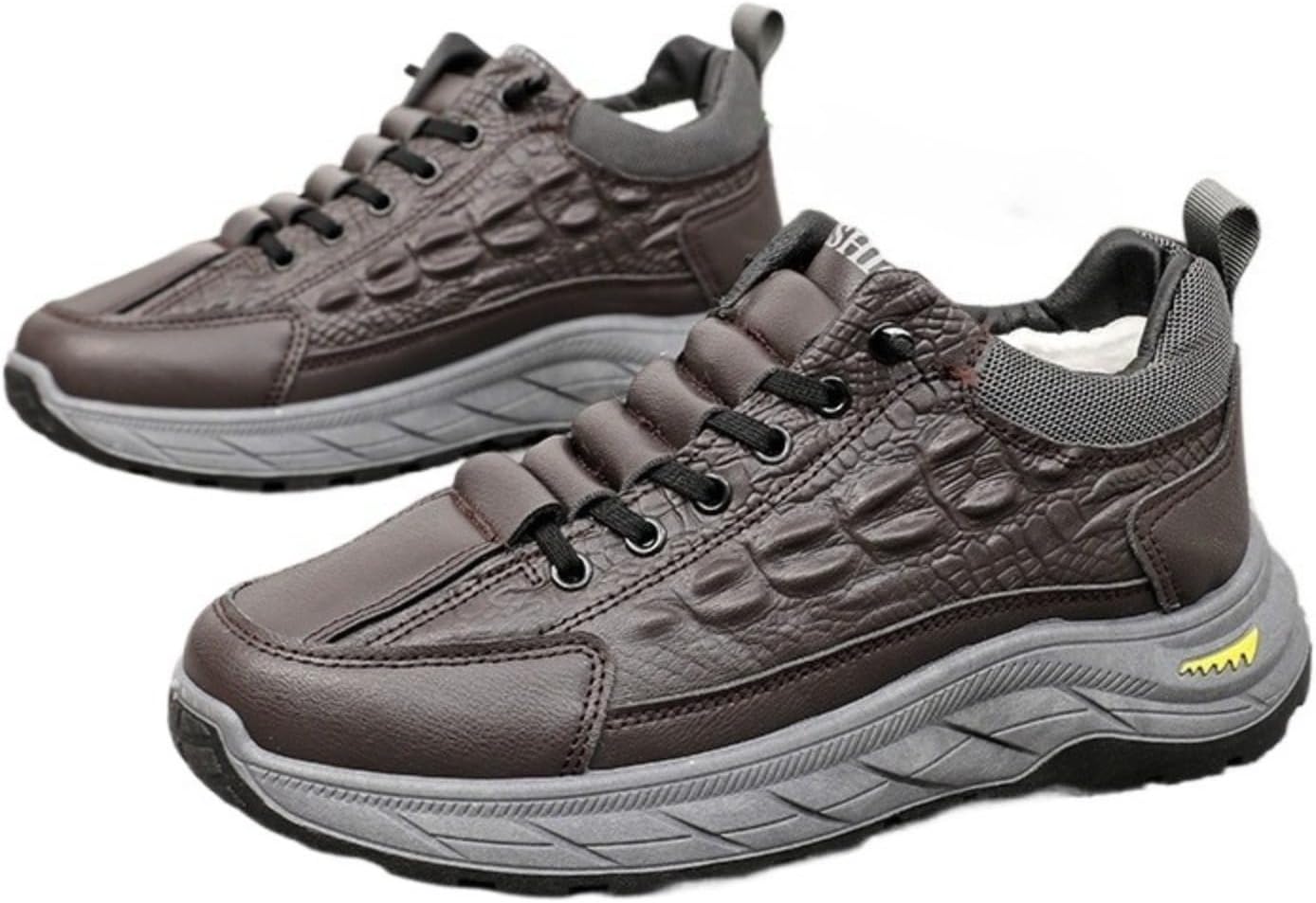 

Мужские зимние кроссовки с термоизоляцией и флисовой подкладкой, Повседневные обувь с массивной подошвой, Противоскользящие обувь для ежедневной ходьбы Azttoztto, коричневый