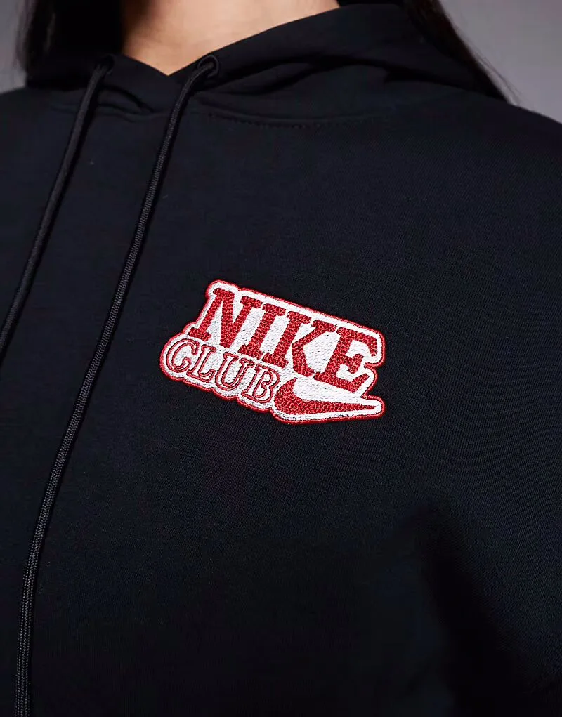 Толстовка Nike Phoenix Fleece оверсайз с графическим рисунком на спине, черная — фото 4