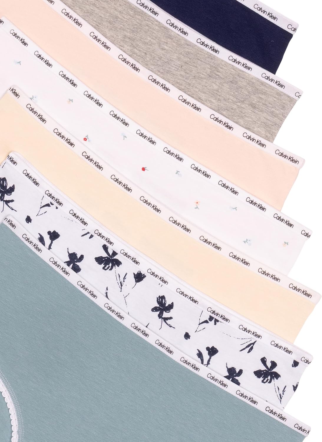 Комплект из 7 пар нижнего белья Calvin Klein Girls, хлопковое хипстерское с отделкой пико, Floral Pack — фото 3