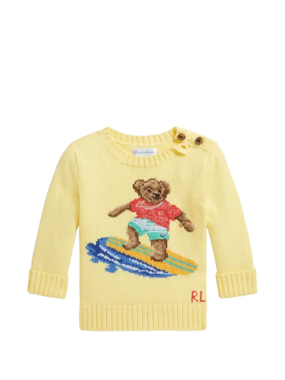 Свитер с круглым вырезом и вышивкой Polo Ralph Lauren Kids, желтый
