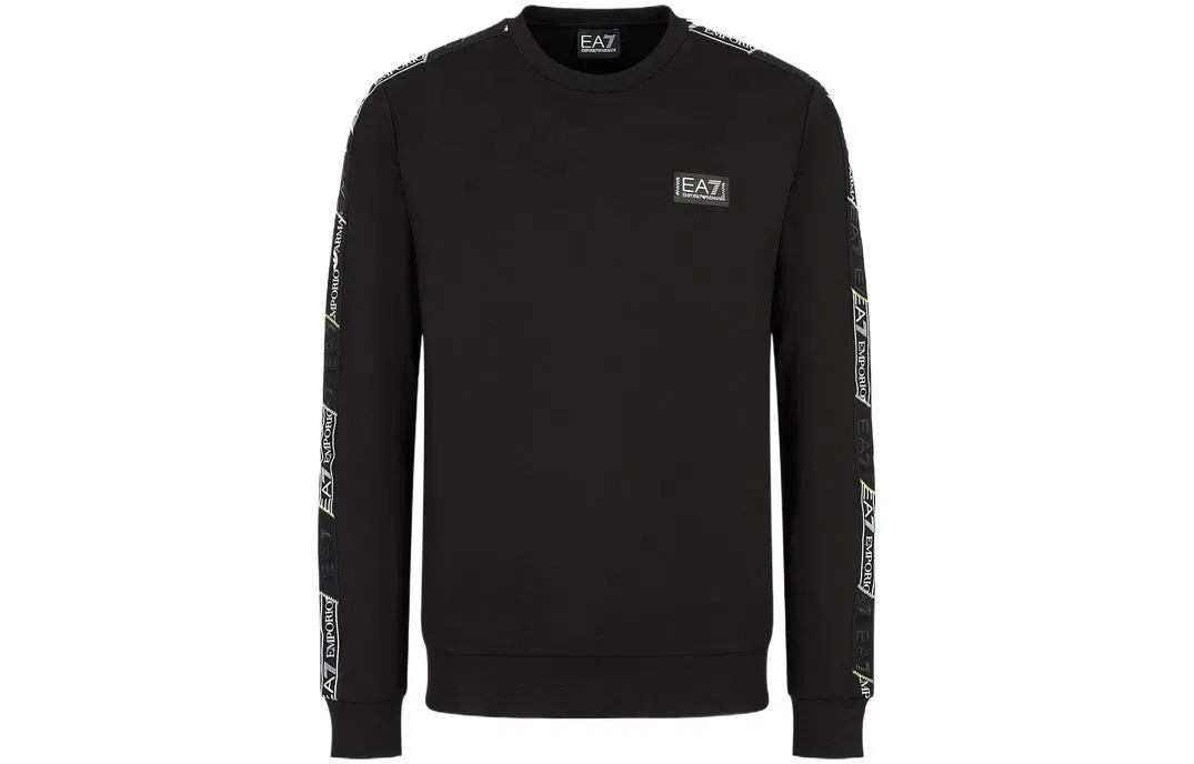 Толстовка EA7 мужская, черная, с круглым вырезом EMPORIO ARMANI, Black