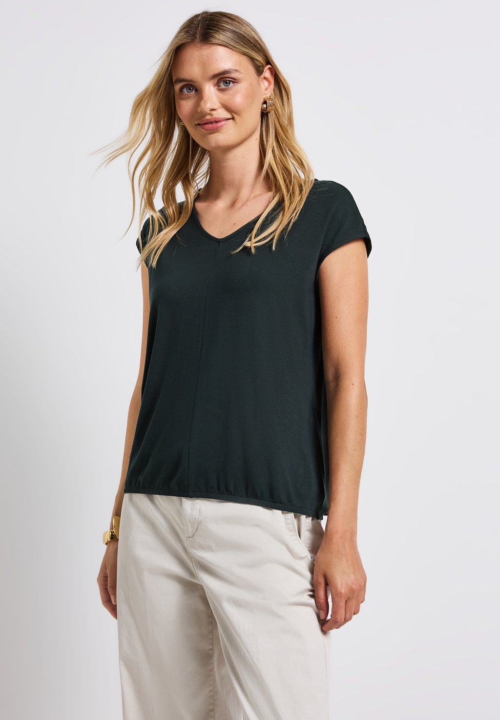 

Базовая футболка V-NECK Street One, темно-зеленый