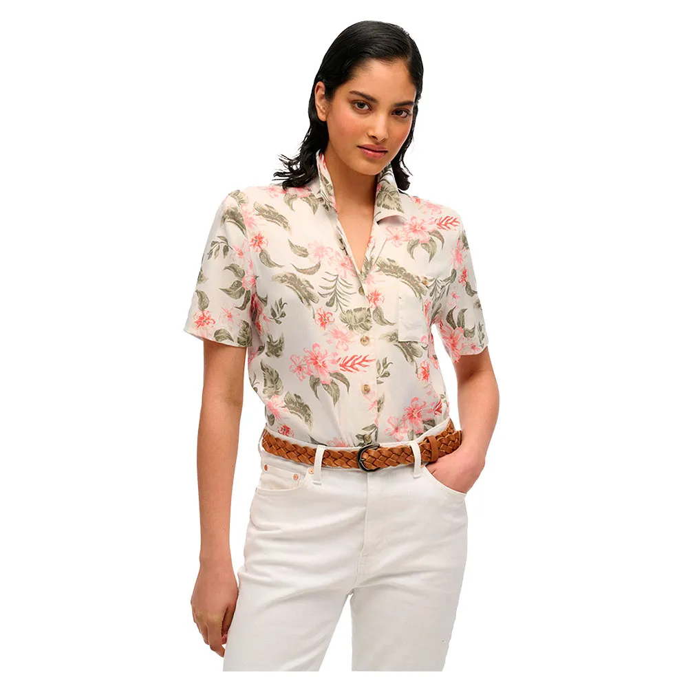 

Рубашка с коротким рукавом Superdry Beach Resort, бежевый