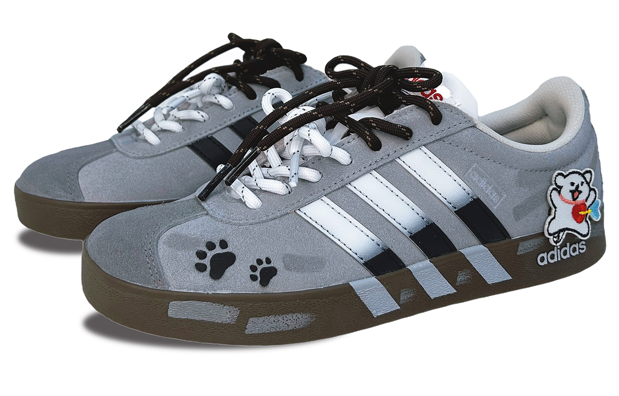 Adidas ВЛ Корт 2.0 Амортизирующие износостойкие низкие скейтбордские кроссовки унисекс серо-черные, цвет Gray — фото 4