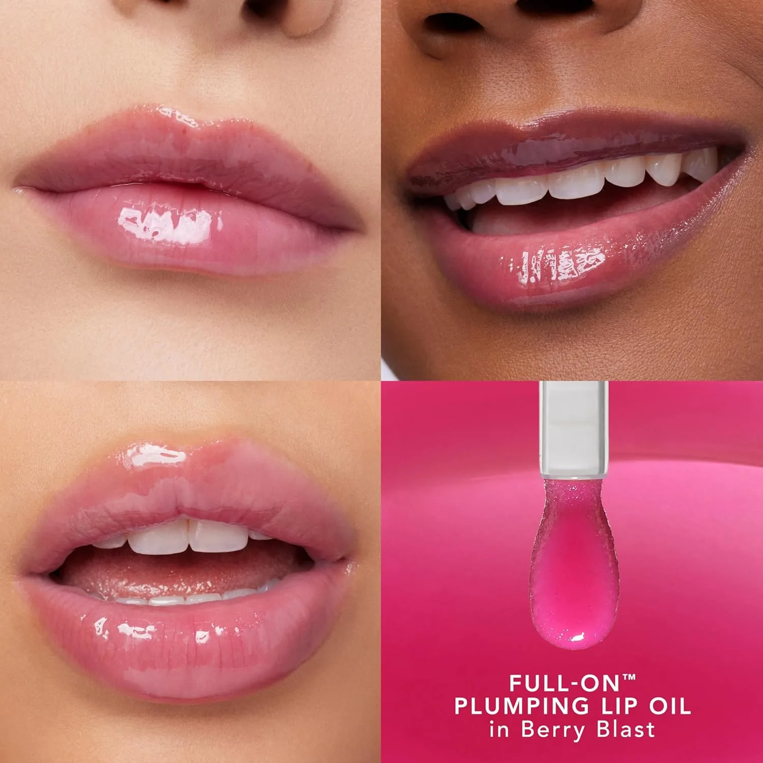 Buxom Full-On Plumping Glossy Lip Oil - питательный и увлажняющий блеск для губ с эффектом увеличения объема, сочный глянцевый финиш, нелипкая формула, не тестируется на животных., Berry Blast — фото 2