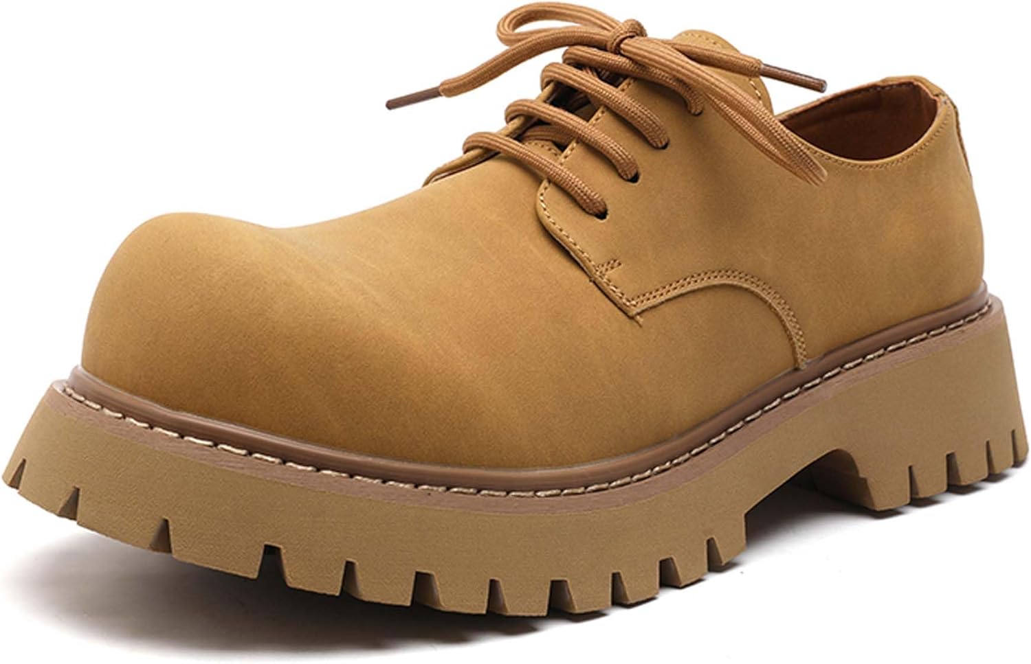 

Мужские массивные классические туфли из модной лакированной кожи с шнуровкой, бизнес-кэжуал, с толстой подошвой, оксфорды и дерби, подходят для повседневных встреч и вечеринок Generic, коричневый