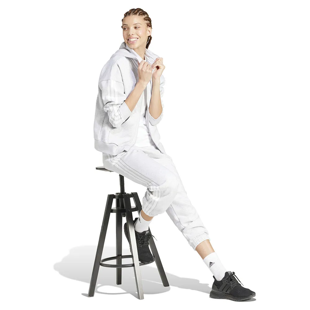 Толстовка adidas Essentials 3 Stripes Fleece full zip, белый — фото 3