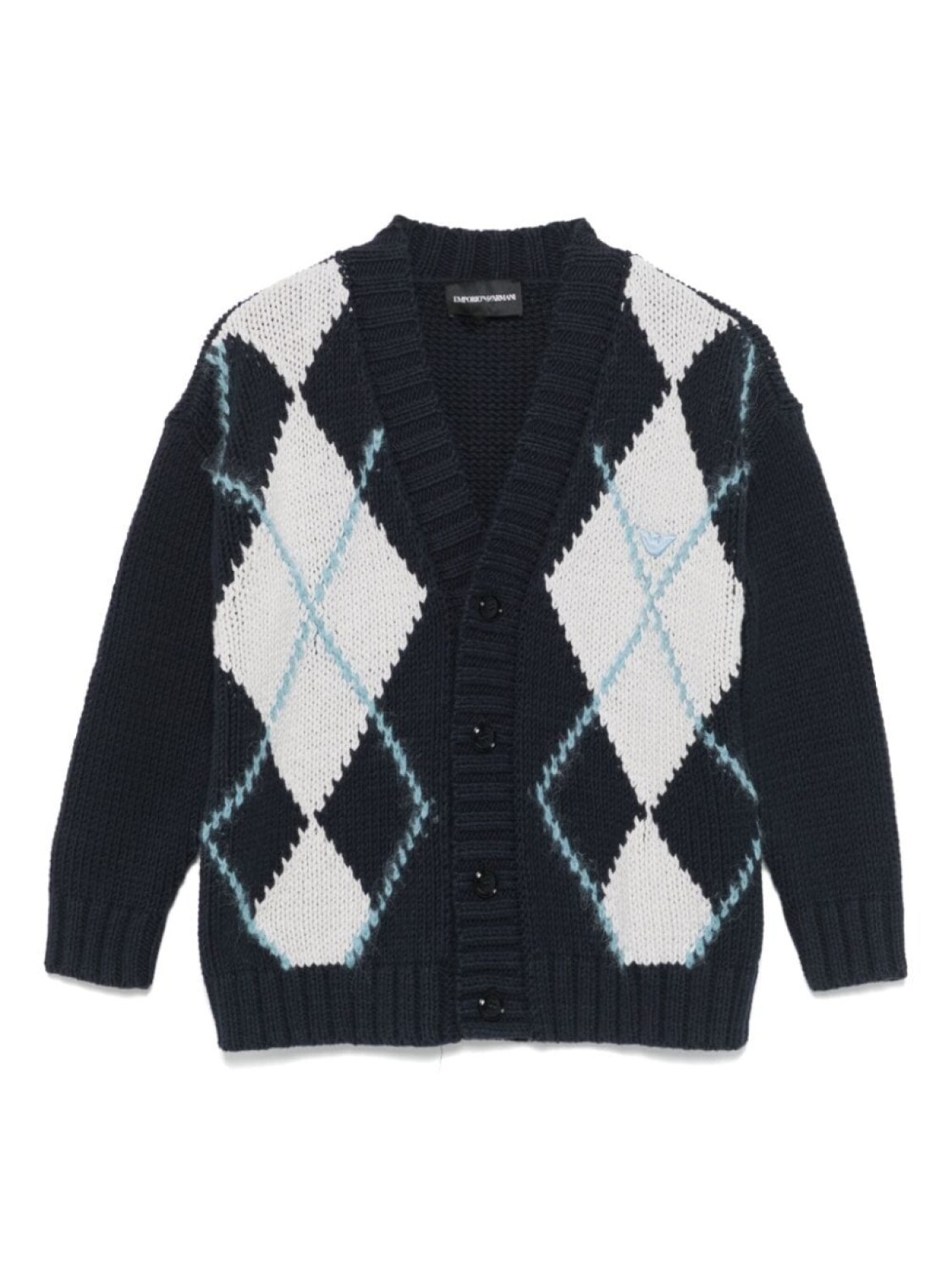 

Кардиган с узором ромбик Emporio Armani Kids, черный