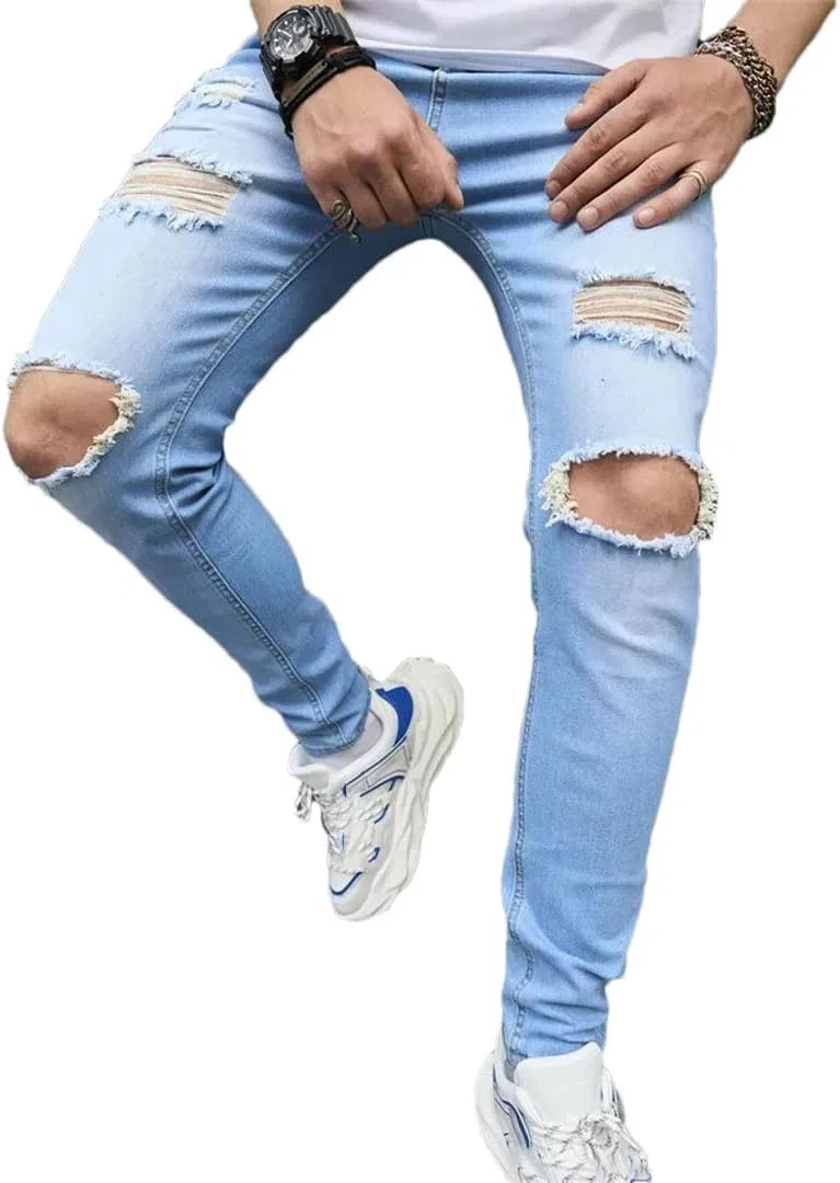 Джинсы мужские, skinny, distressed, H5517