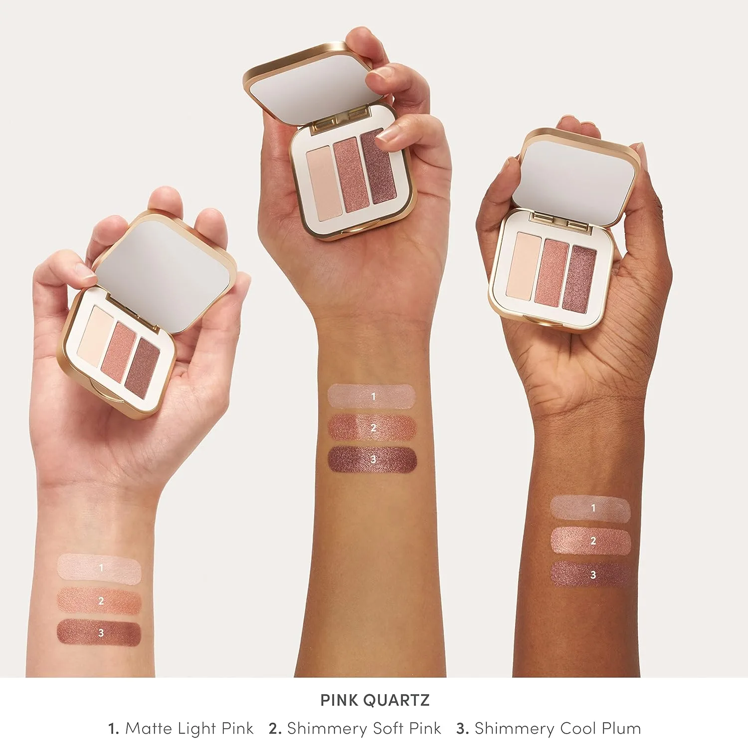 Тени для век Jane Iredale PurePressed Eye Shadow Triple, высокопигментированные минеральные тени для век, стойкая формула, предотвращающая скатывание, безопасны для чувствительной кожи вокруг глаз., Pink Quartz — фото 3