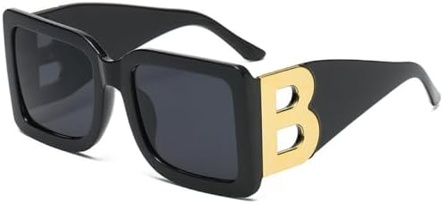 

Классические черные солнцезащитные очки для женщин 2026 года. Модные квадратные солнцезащитные очки в стиле ретро с декоративными линзами и защитой от УФ-излучения UV400 MTZJH, 1