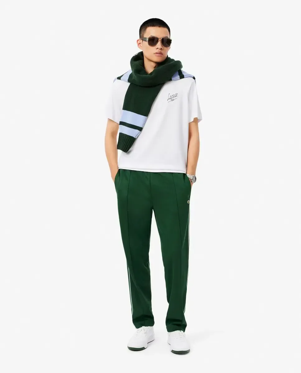 Мужская футболка с короткими рукавами с принтами Lacoste, белый — фото 4