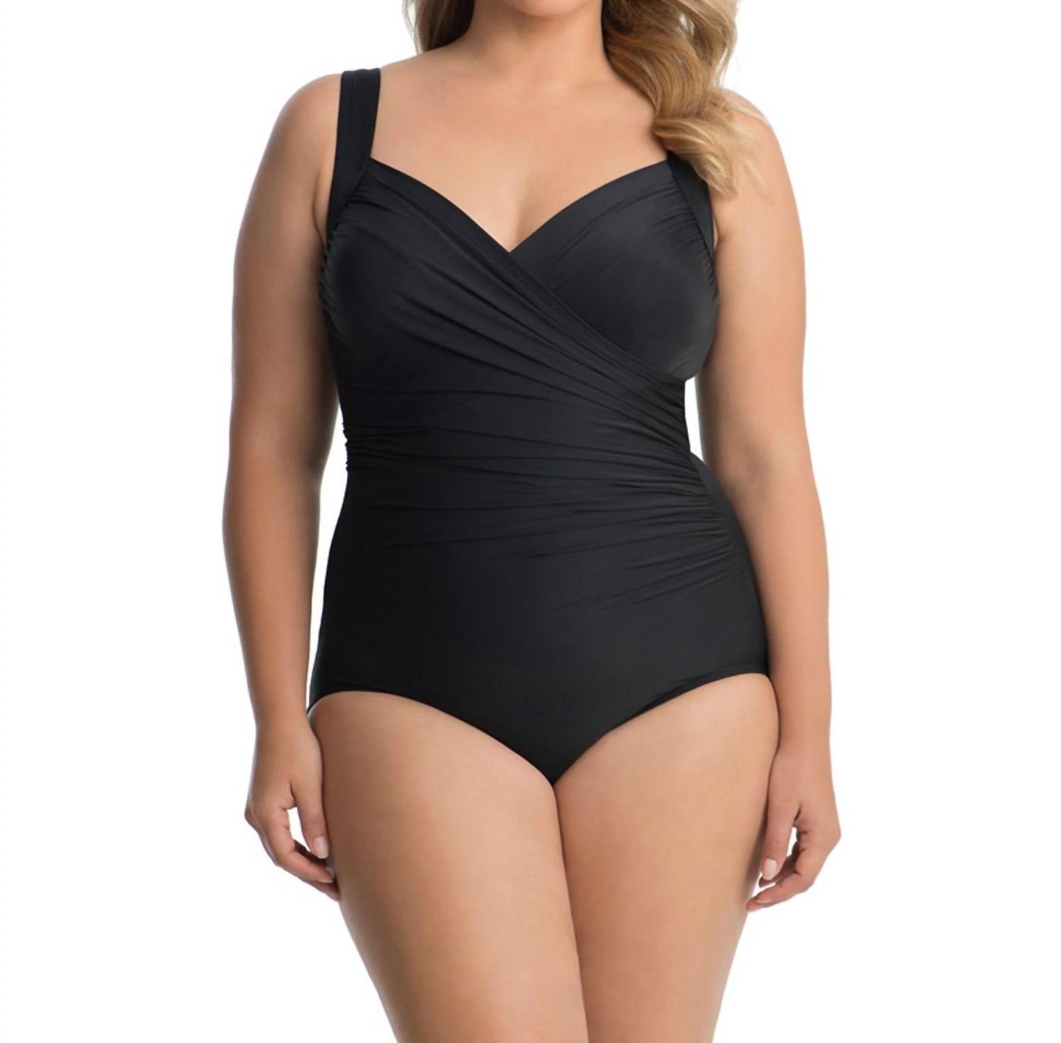 

Купальник Plus Size Sanibel с запахом в черном цвете Miraclesuit