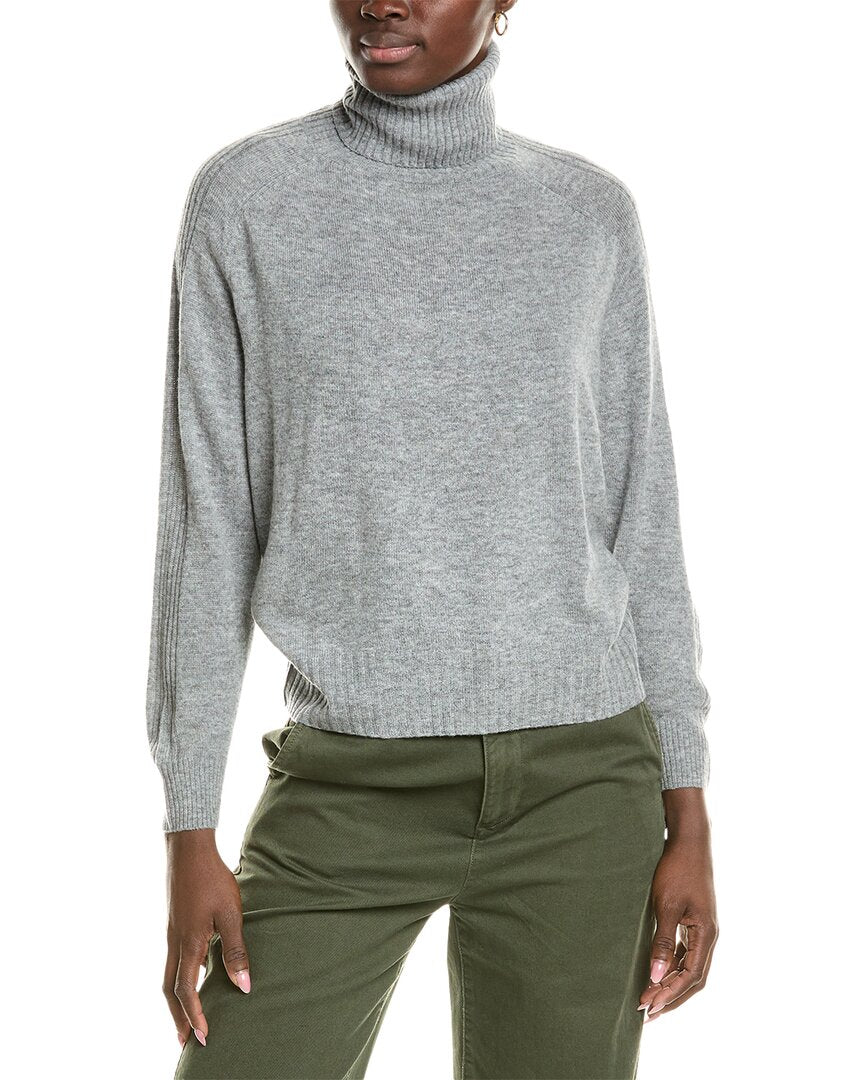 

Джемпер Brodie Cashmere Wool & Cashmere-Blend с воротником-стойкой и резинкой по верху рукава, серый