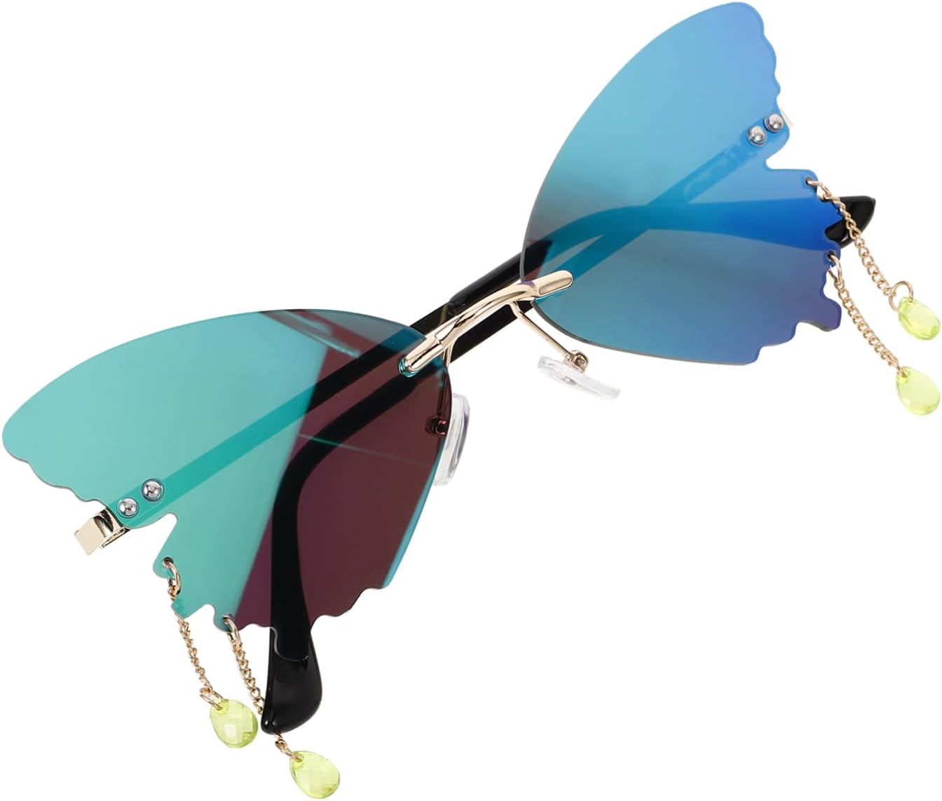 

Солнцезащитные очки LIFKOME Butterfly без оправы для женщин. Стильные очки для пляжной вечеринки. Уникальный реквизит для фотосессий. Милый дизайн без оправы для фестивалей и особых мероприятий, Green