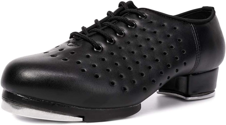 

Мужские тапочки для степа с дышащей перфорированной верхней частью, шнуровкой и раздельной подошвой, профессиональные для степа и джазового танца VCIXXVCE, черный