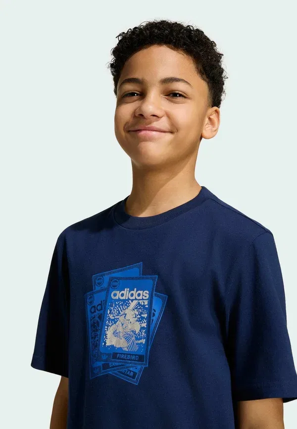 Футболка свободного кроя с принтом Firebird Adidas Originals, цвет ночной индиго — фото 3