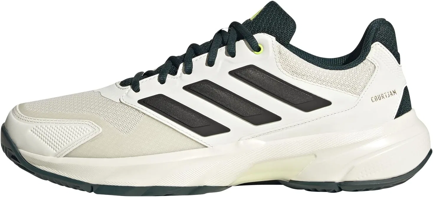 Кроссовки теннисные мужские adidas Courtjam Control 3, Off White/Silver Metallic/Aurora Ivy