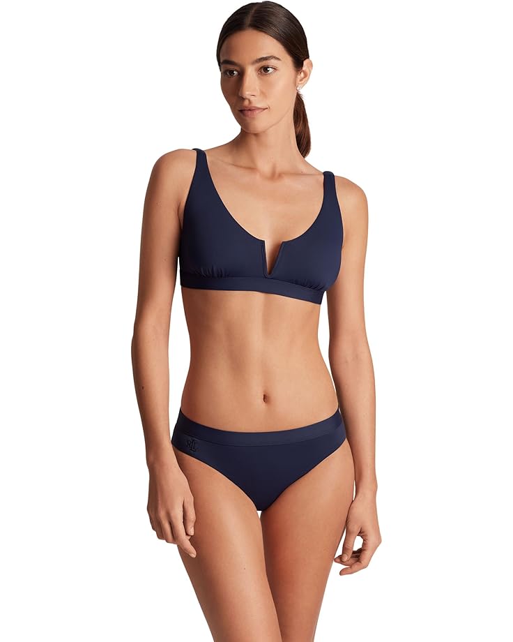 

Пляжный топ Lauren Ralph Lauren Beach Club Solid V Wire Over the Shoulder Top, цвет Dark Navy