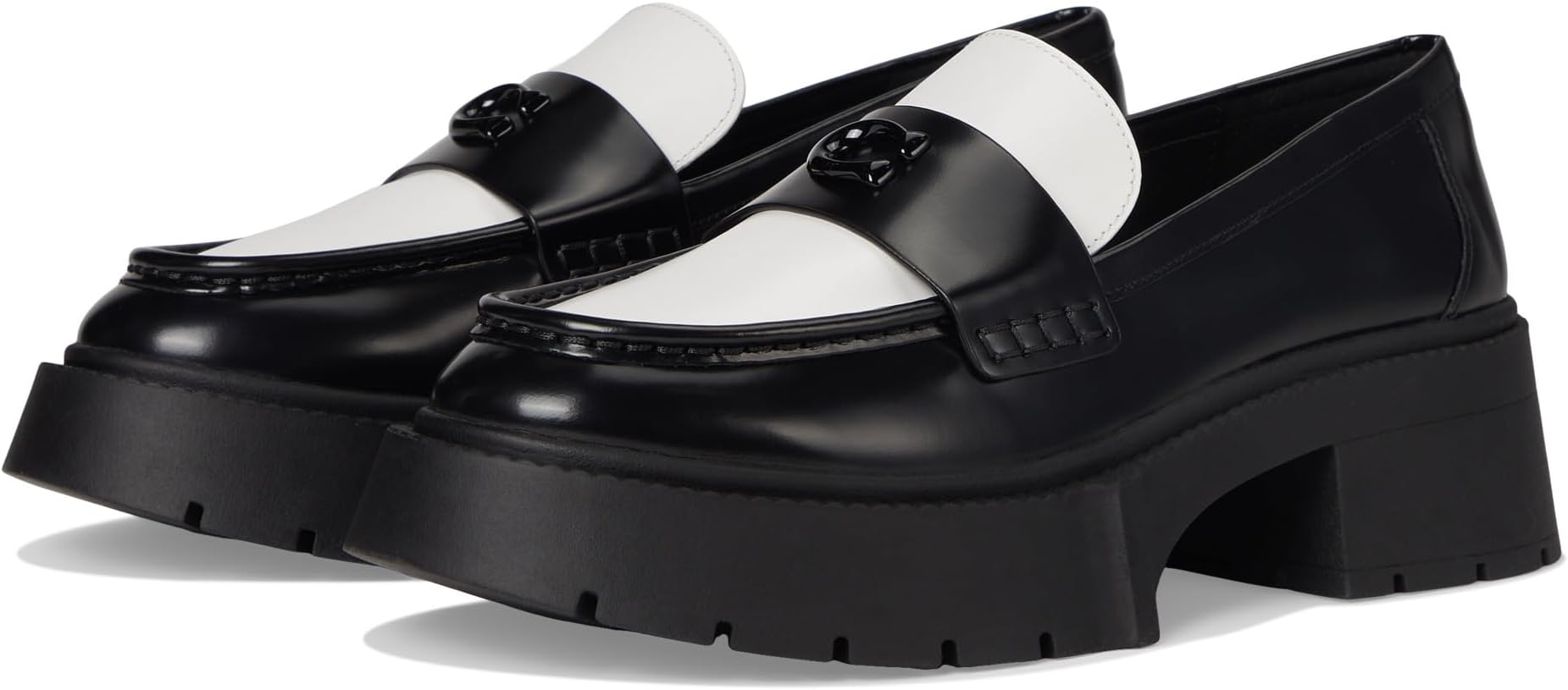 Лоферы COACH Leah Platform Loafer, цвет Black/Optic White