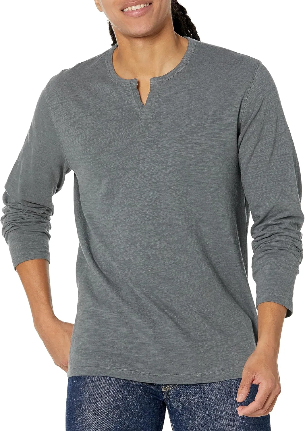 

Vince мужская футболка с длинным рукавом и разрезом на горловине