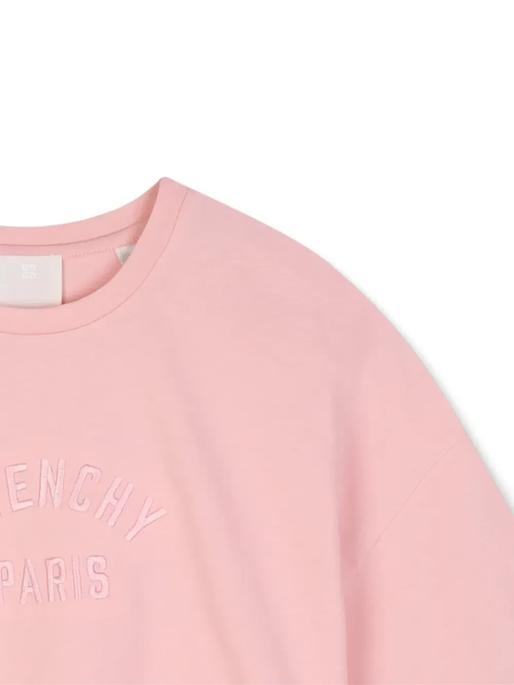 Укороченная футболка с вышитым логотипом Givenchy Kids, розовый — фото 3