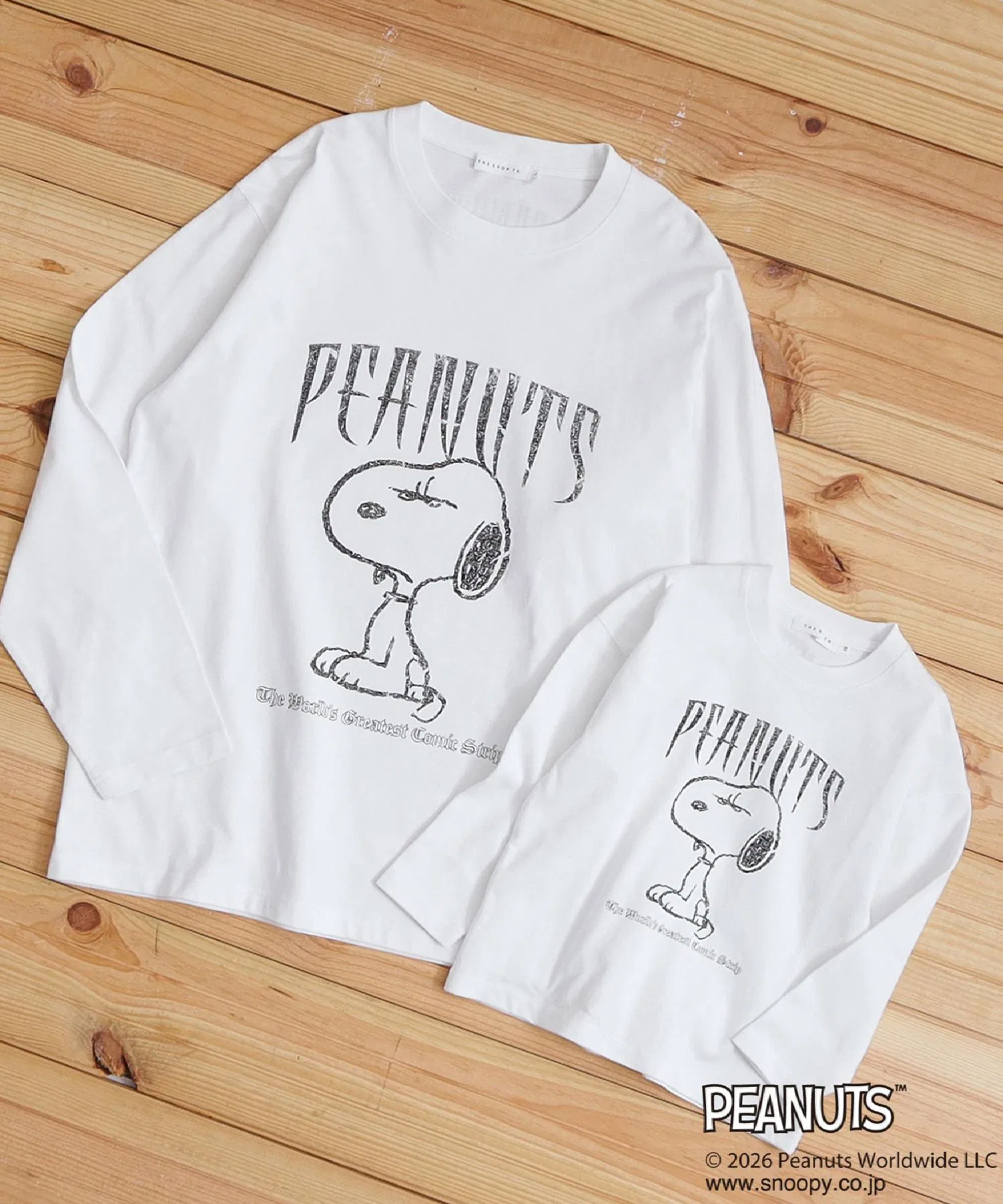 Детская футболка с длинным рукавом THE SHOP TK PEANUTS Снупи винтажный принт белая — фото 3