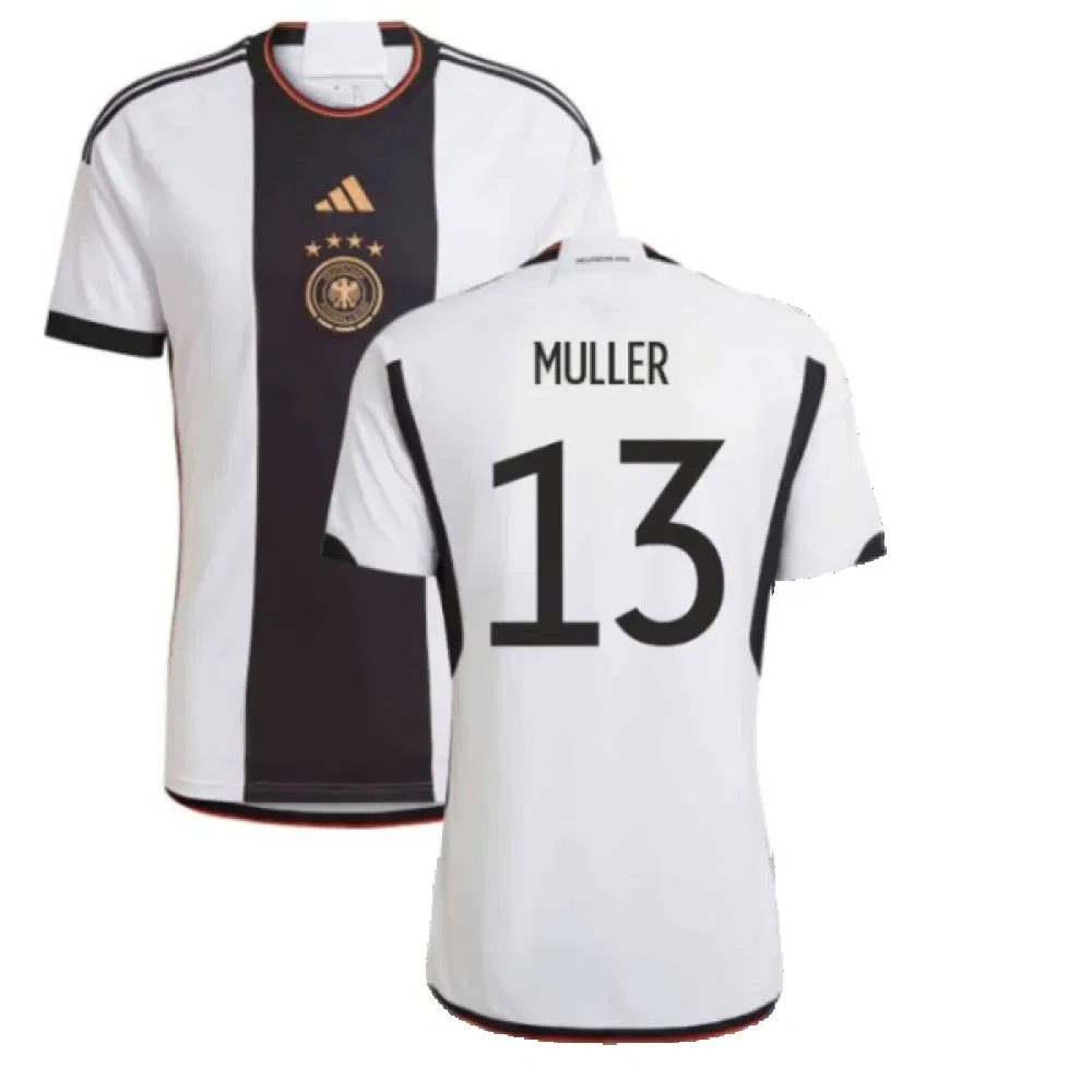 Футбольная футболка Germany Junior Home 2022-2023 Müller 13, белый